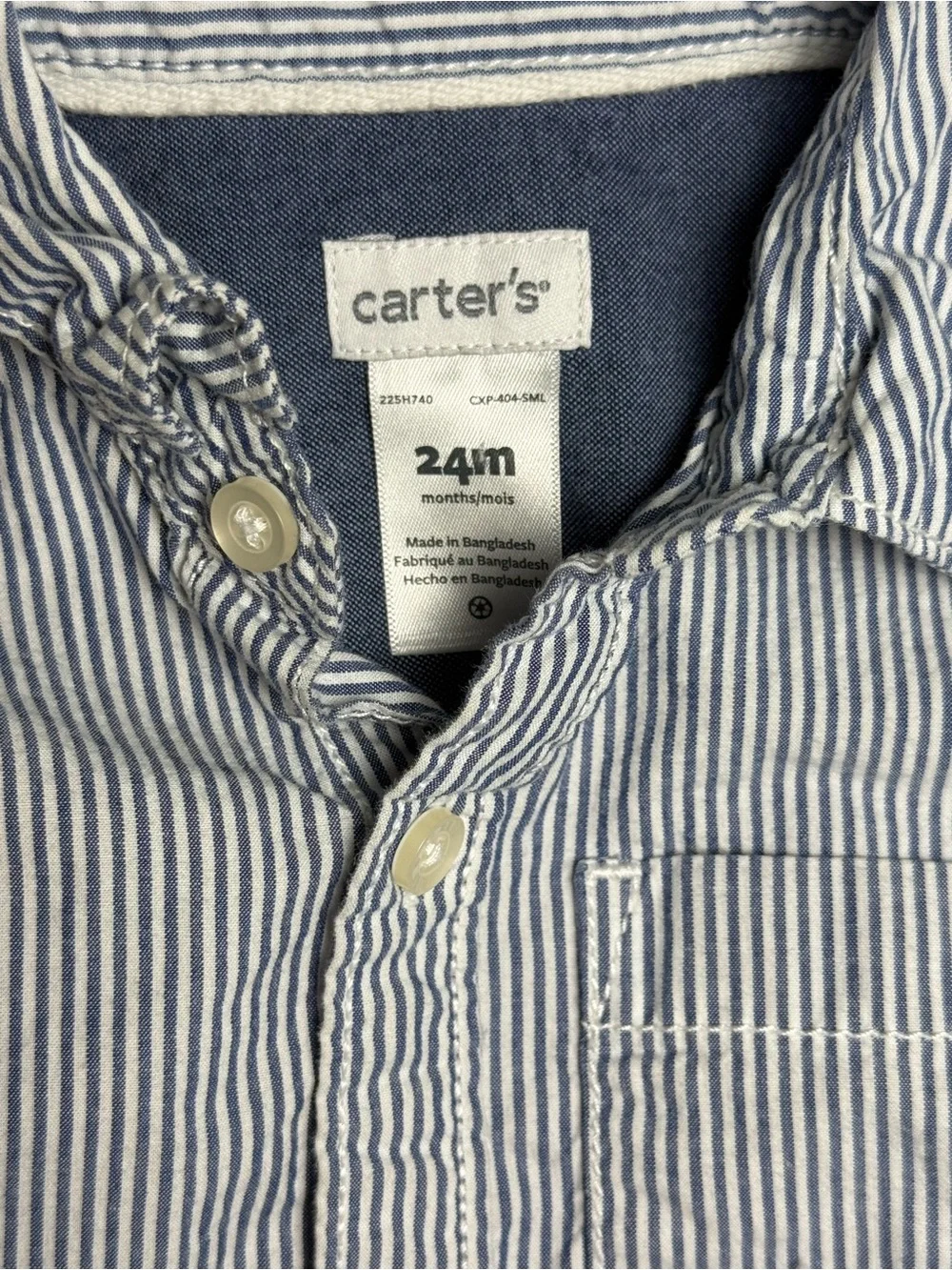 Carter’s Toddler Boys Blue & White Striped Button-Up Shirt